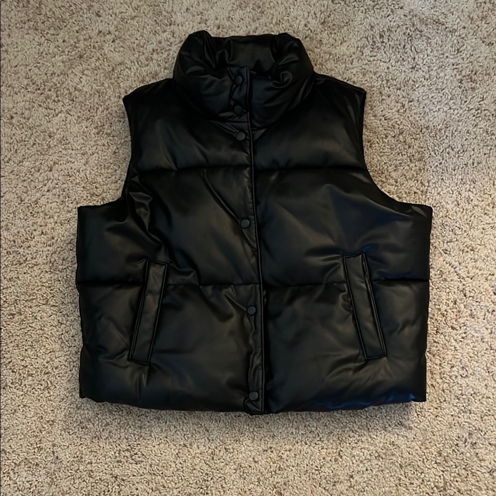 Old Navy Black Faux Leather Vest